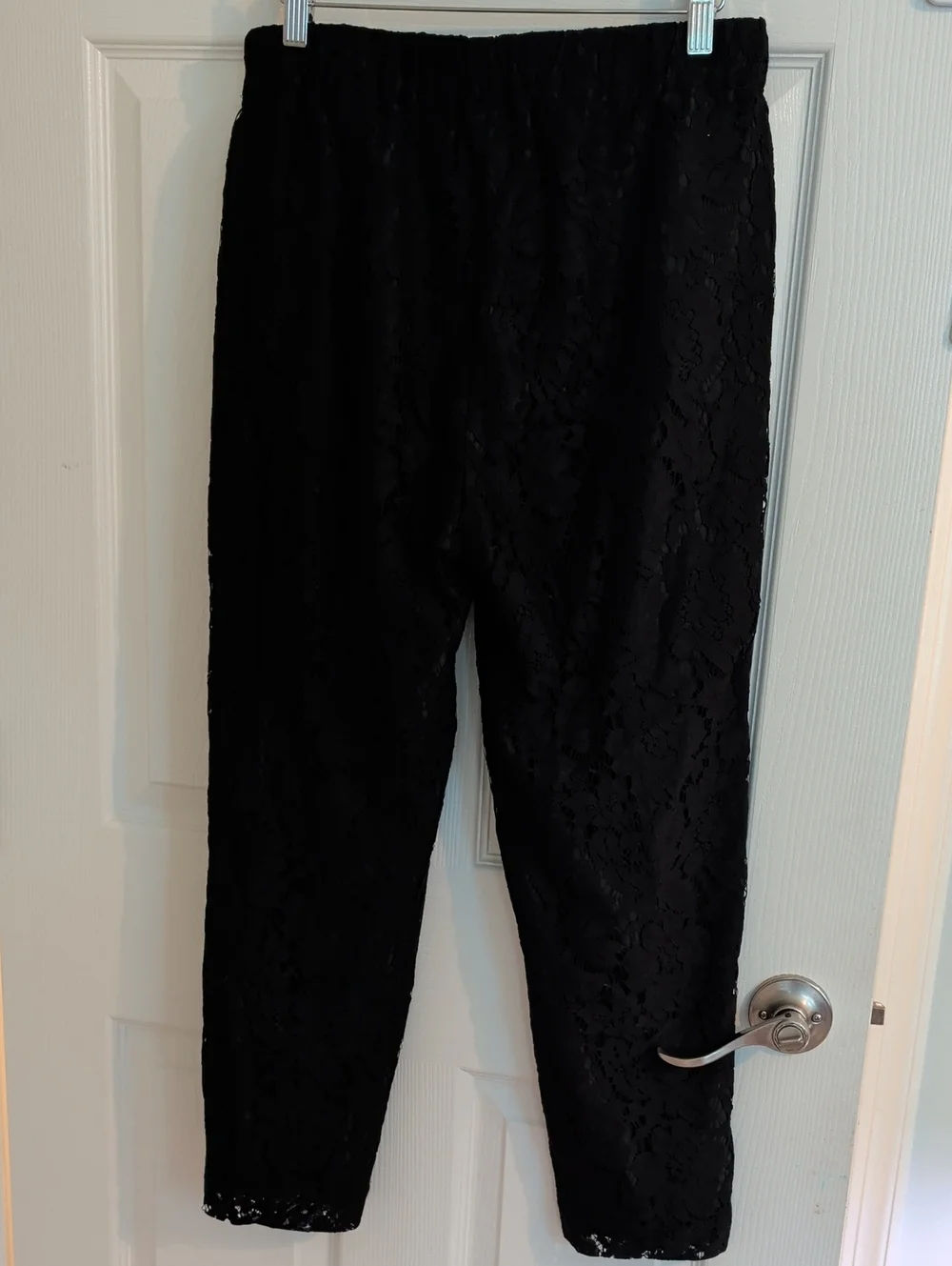 J. Crew Easy Pull On Black Lace Ankle Pants